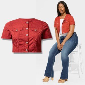 NWT Torrid 2 Bossa Nova Poplin Collarless Bolero Jacket 2X 18 20